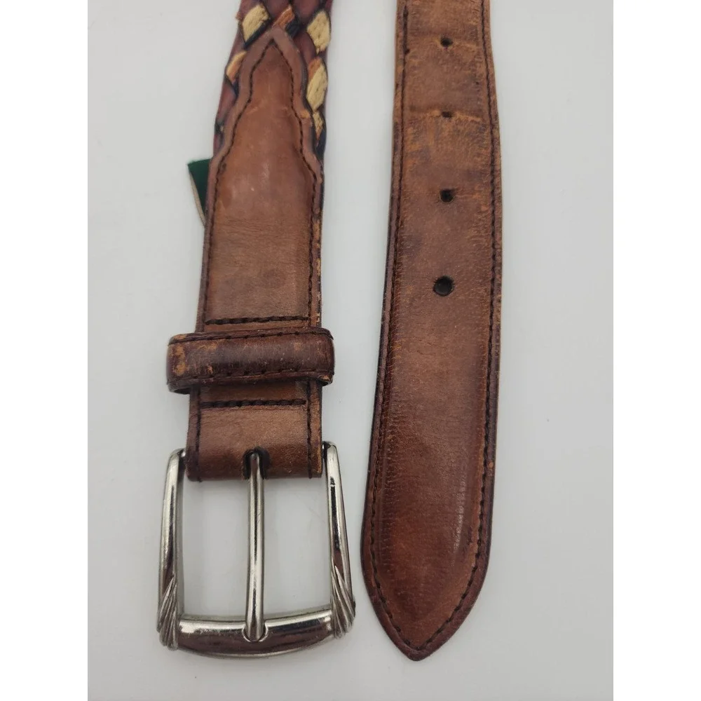 Vintage Cole Haan Woven Fabric & Braided Leather Belt 40/100 Mens 43